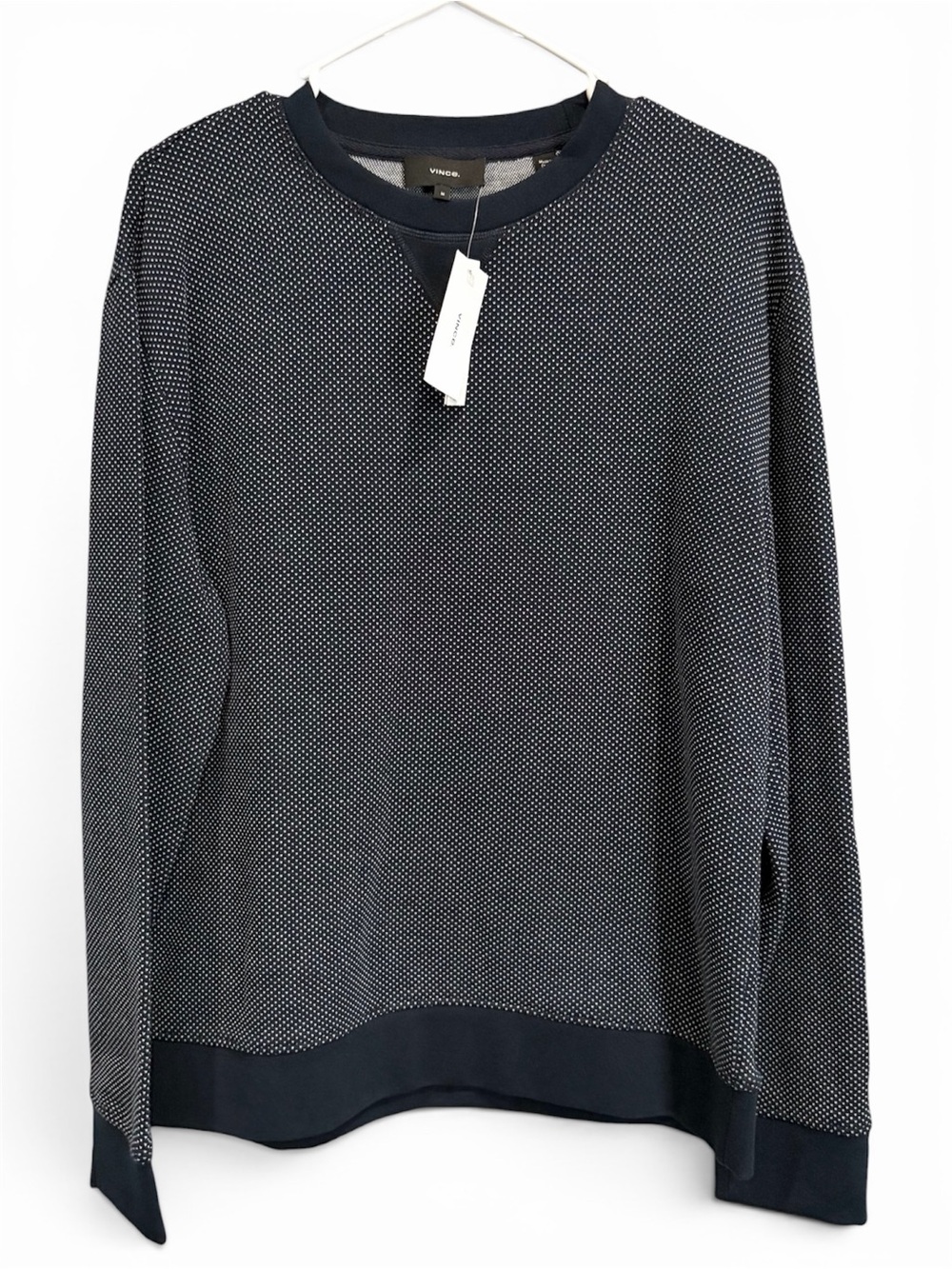 VINCE MEN’S BIRDSEYE DOUBLE KNIT LONG SLEEVE CREW NECK SWEATER NWT